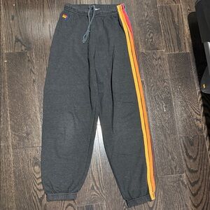 Aviator Nation Charcoal Joggers with Multicolor Stripe